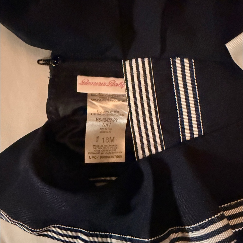 Bonnie Baby Navy Skater Skirt with White Stripe Trim